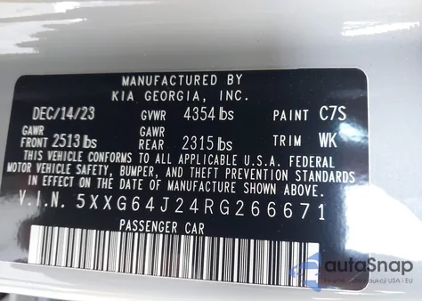 2024 Kia K5 Gt-Line from USA, damaged, VIN 5XXG64J24RG266671